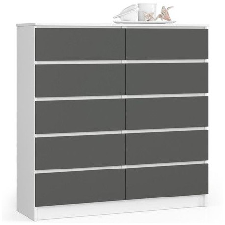 Vysoká komoda do dětského pokoje / ložnice / obýváku, bílá + grafitově šedá, 120x121x40 cm
