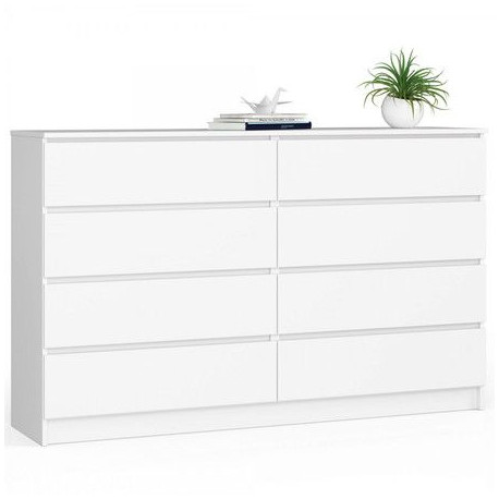 Bílá komoda 160 cm se šuplíky do obýváku / ložnice / pracovny, 160x99x40 cm