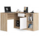 Rohový kancelářský stůl se skříňkou pravý roh dub sonoma + bílá, šířka 120 cm