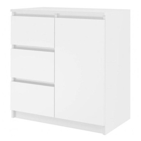 Bílá kombinovaná komoda moderní bez úchytek 80x75x40 cm, lamino