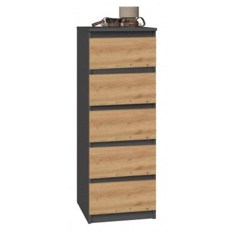 Moderní vysoká úzká komoda antracit + dub artisan 40x111x45 cm