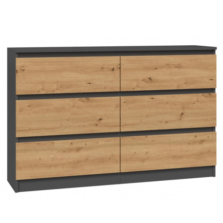 Komoda na oblečení 120 cm antracit / dub artisan do pokoje, ložnice, obýváku 120x75x30 cm