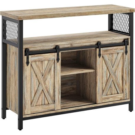 Designová industriální komoda světle hnědé dřevo / černý kovový rám, 100x80x33 cm