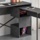 Designový pracovní stůl klasický / rohový 2v1, kovový rám, beton tmavě šedý, šířka 110 cm