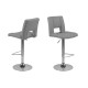 Otočná barová židle do kuchyně šedá / chrom, koženkové čalounění, s opěrkou
